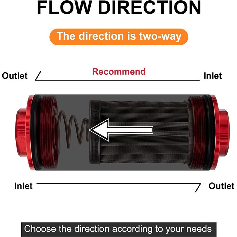High Flow Inline Fuel Filter 100 Micron Cleanable AN6 AN8 AN10 Adapter Universal