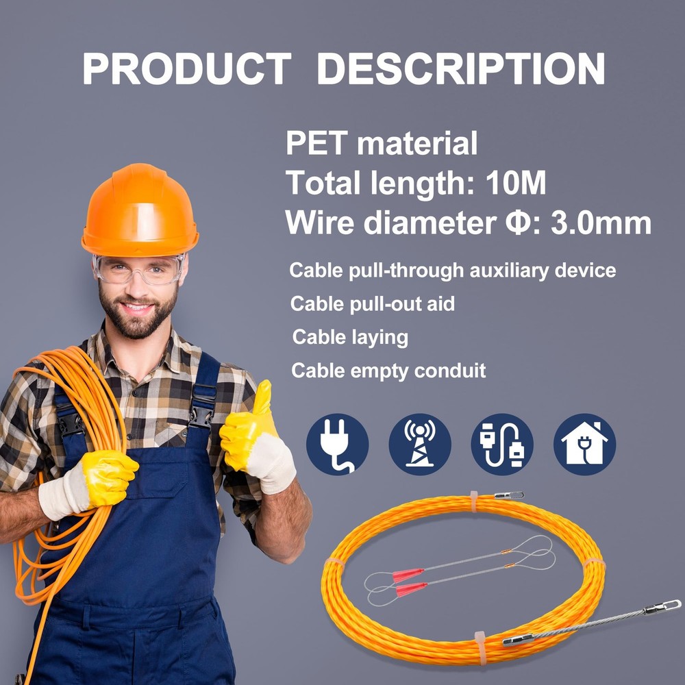Electrical Fish Tape 10m | 3.0 mm Wire Puller | Yellow