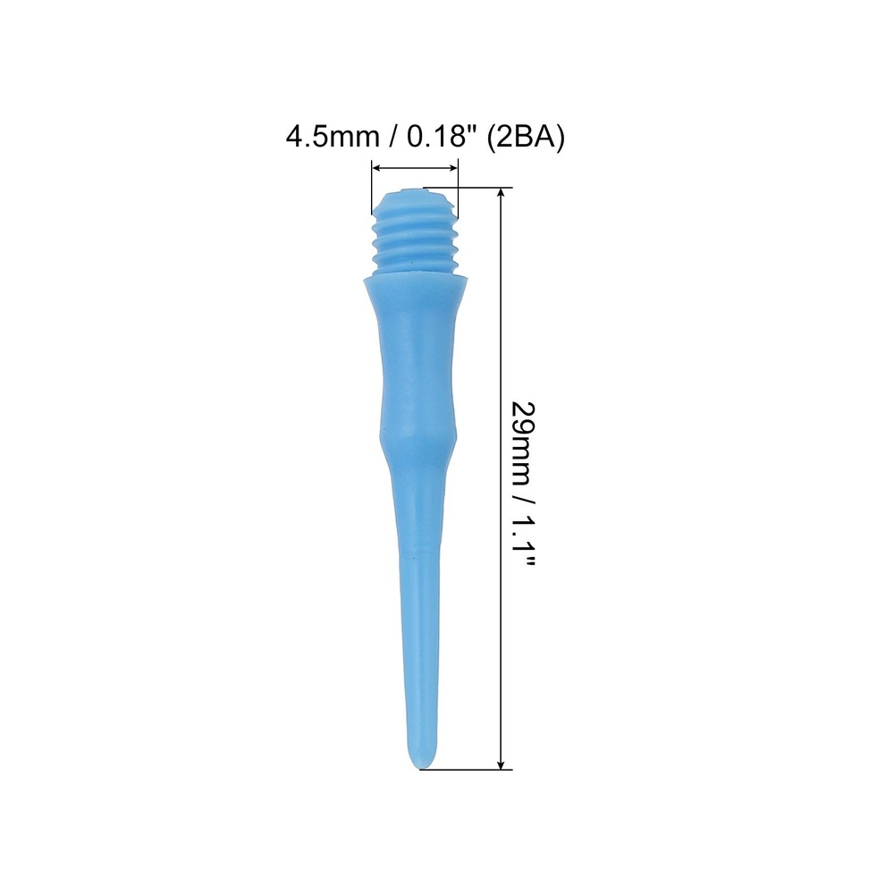 90Pcs 2BA Thread Plastic Soft Dart Tips Replacement Dart Accessories, Sky Blue