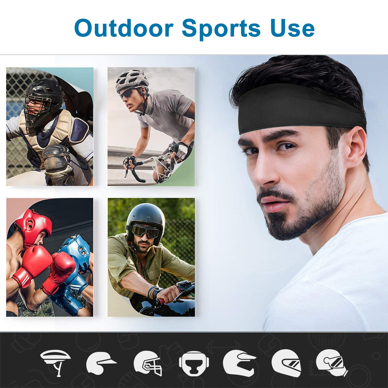 3PCS Men Women Sports Headband Anti-Sweat Band Running Yoga Stretch Head Bands