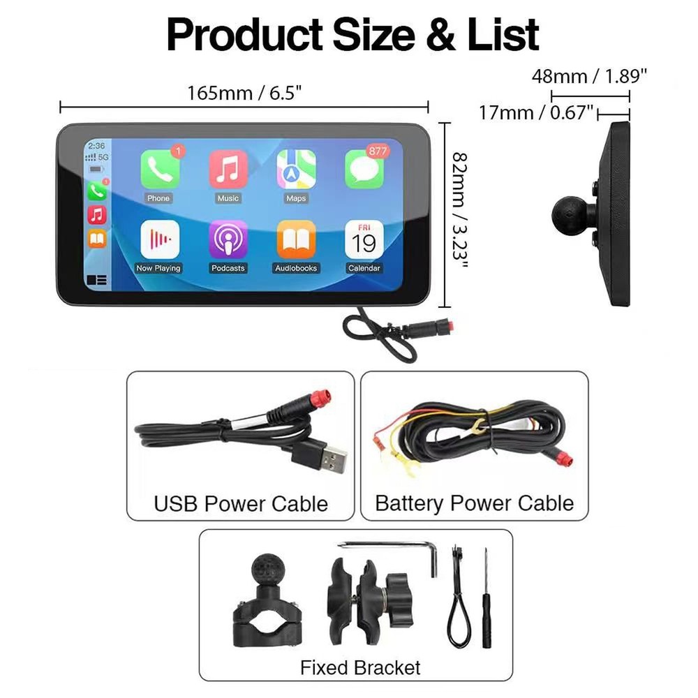 Linux-based Motorcycle Infotainment System Dashcam 6.3-inch Display Waterproof