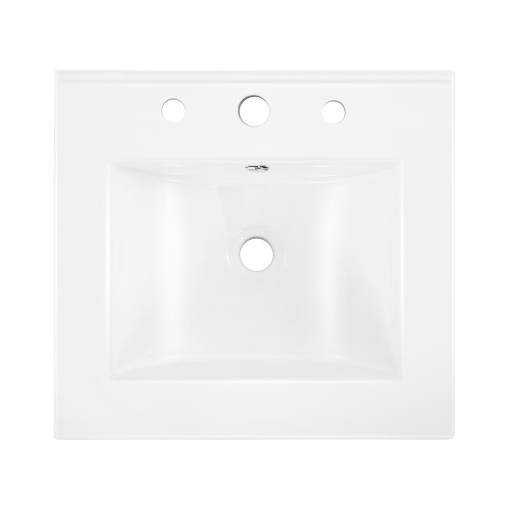 20 Inch White Ceramic Rectangular Sink Basin For Bathroom Vanity Classic Style