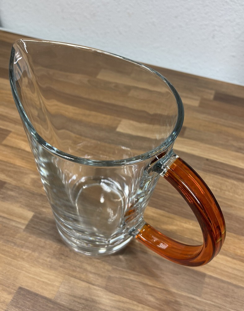 Modern Form Clear Glass Pitcher with Amber Handle