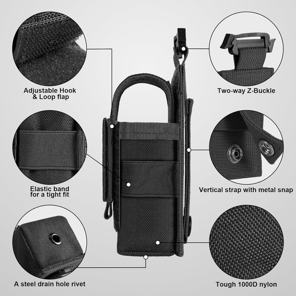 Tactical Flashlight Holster, Adjustable Flashlight Pouch Holder Molle Torch Carr