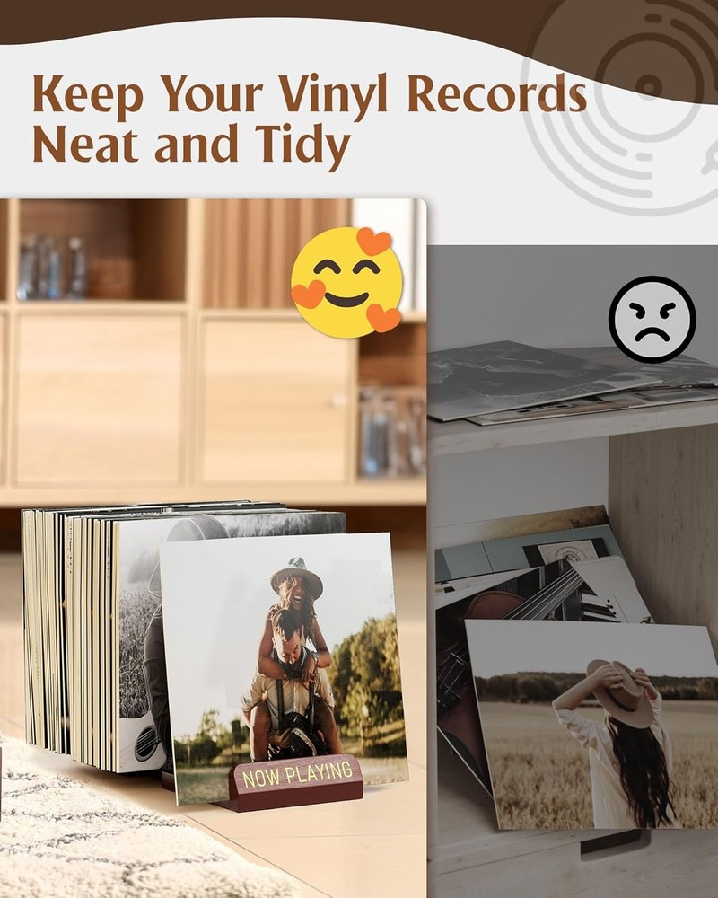 Vinyl Record Storage Rack, Adjustable LP Display Stand for 30-70 Records