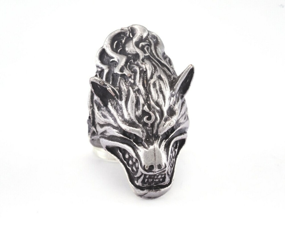 Wolf Beast Ring Adjustable Ring Antique Silver Plated Brass 7.5US size 2932