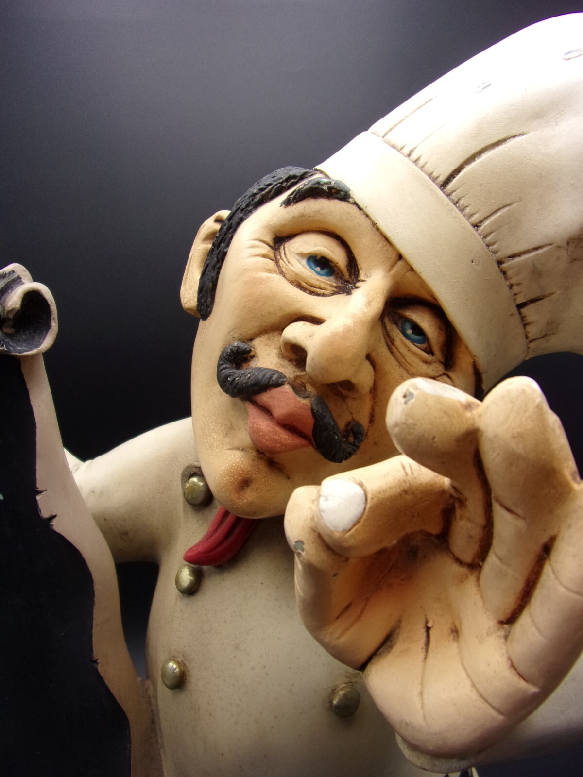 Italian Chef Menu Display Chalkboard Restaurant Pastry Cook Statue 18" Specials