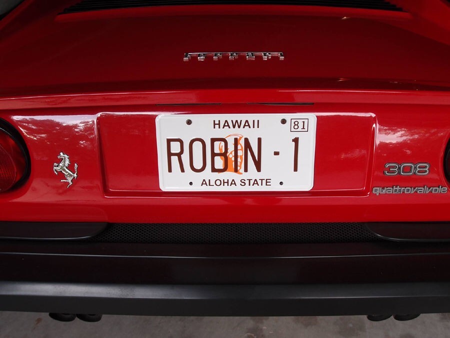 Magnum PI | Ferarri | Tom Selleck | ROBIN-1 | STAMPED Replica Prop License Plate