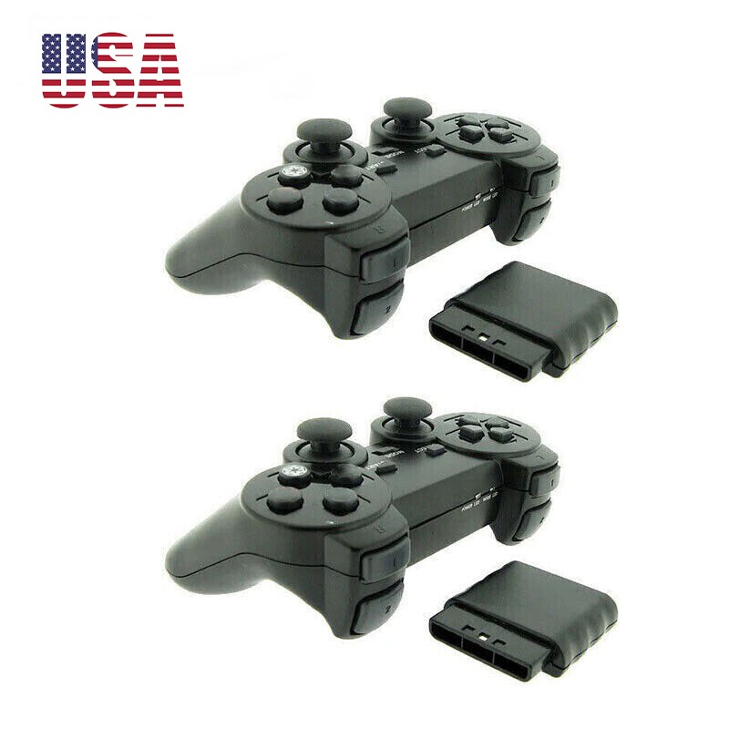 2 Pack For Sony PS2 2.4G Wireless Twin Shock Game Controller Joystick Joypad
