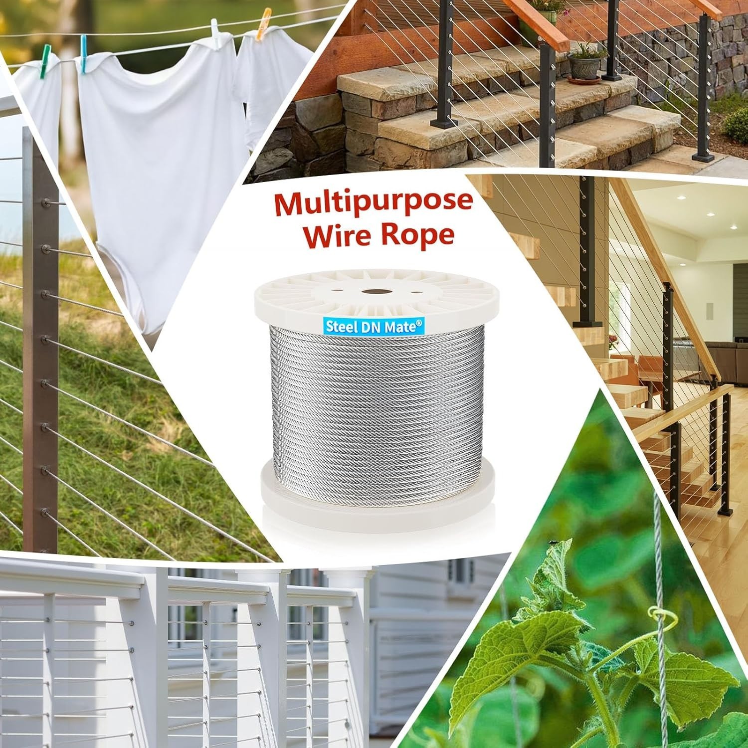 Cable Railing Kit 1/8 Stainless Steel Wire Rope Aircraft Deck Railing Hardware