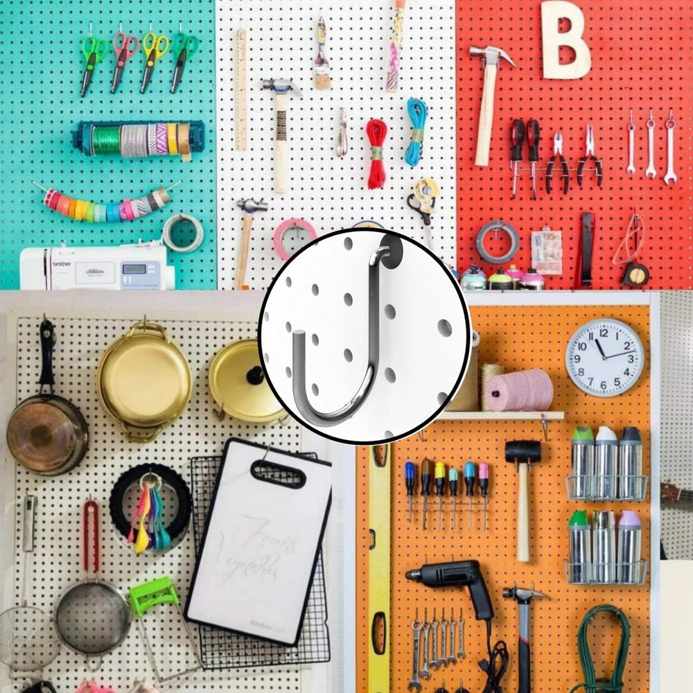 60PCS Pegboard Hook Locks, Peg Hook Locks Clips for 1/4 Inch Peg Board, Pegboard