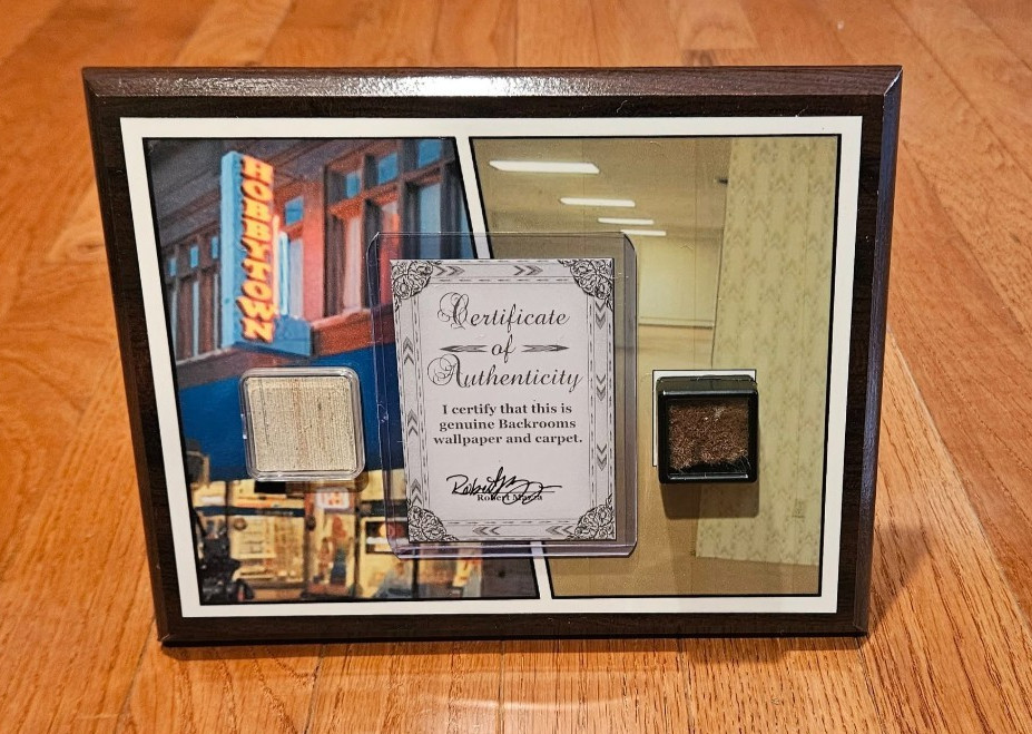The Backrooms Authentic Carpet and Wallpaper Plaque with Certificate of Auth.