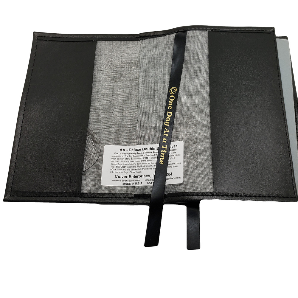 Alcoholic Anonymous Deluxe Double AA Book Cover Third Step Prayer Black