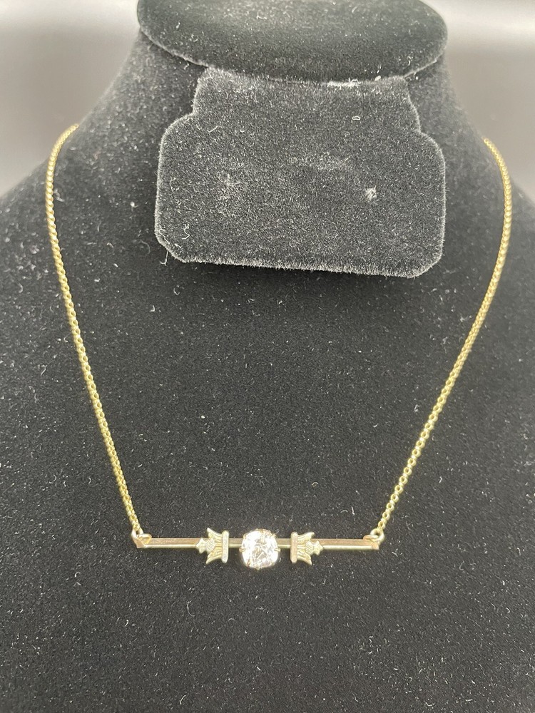 Antique Paste Rhinestone Pin Conversion Necklace