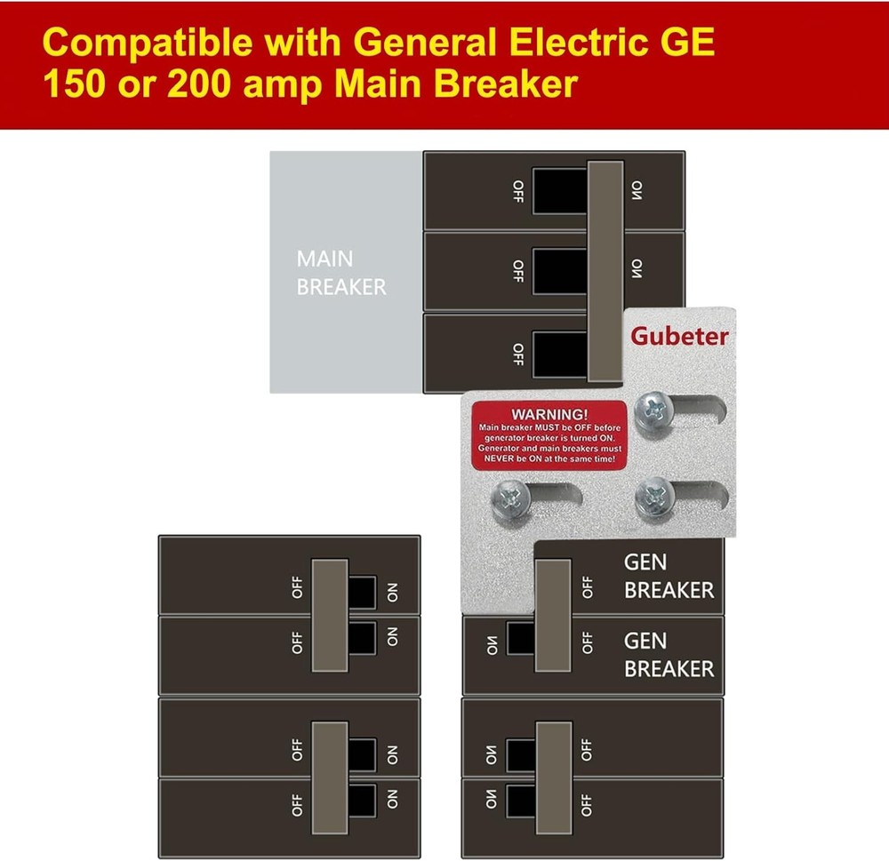 Generator Interlock Kit Compatible with General Electric GE 150 or 200 amp Main