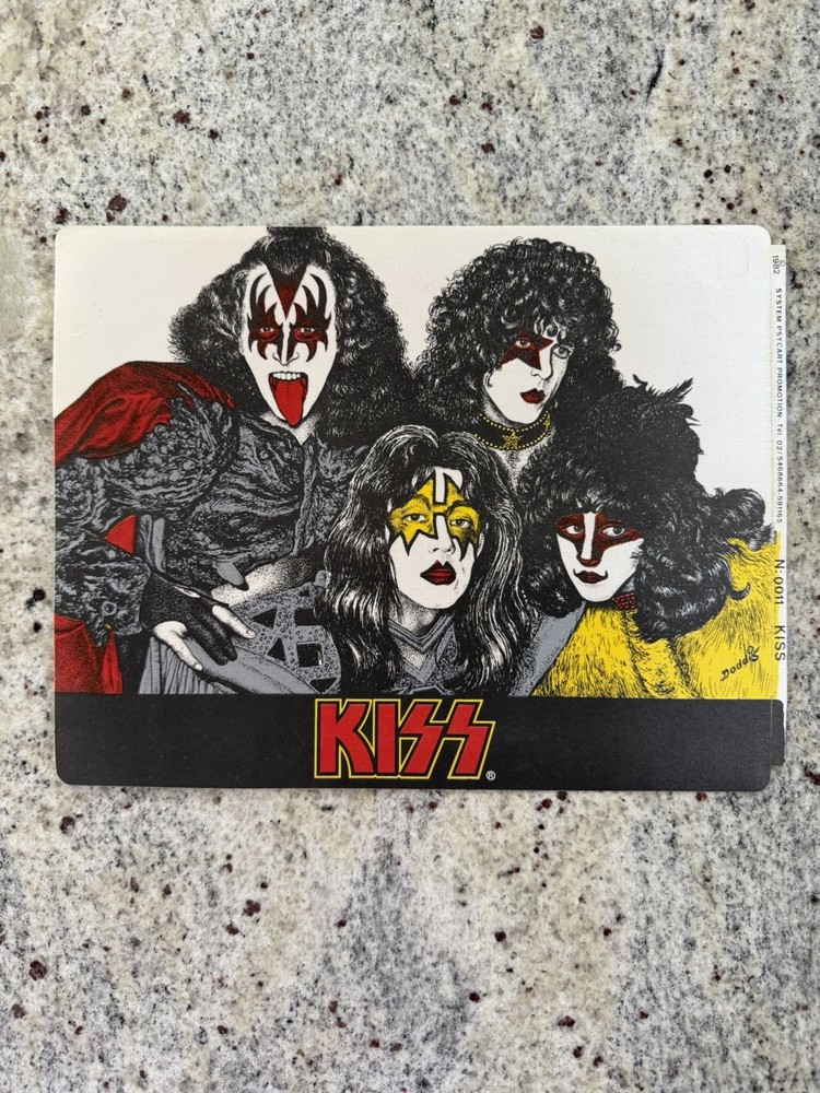 KISS 1982 ITALIAN GIANT UNMASKED STICKER ACE GENE PAUL ERIC AUCOIN VINTAGE RARE