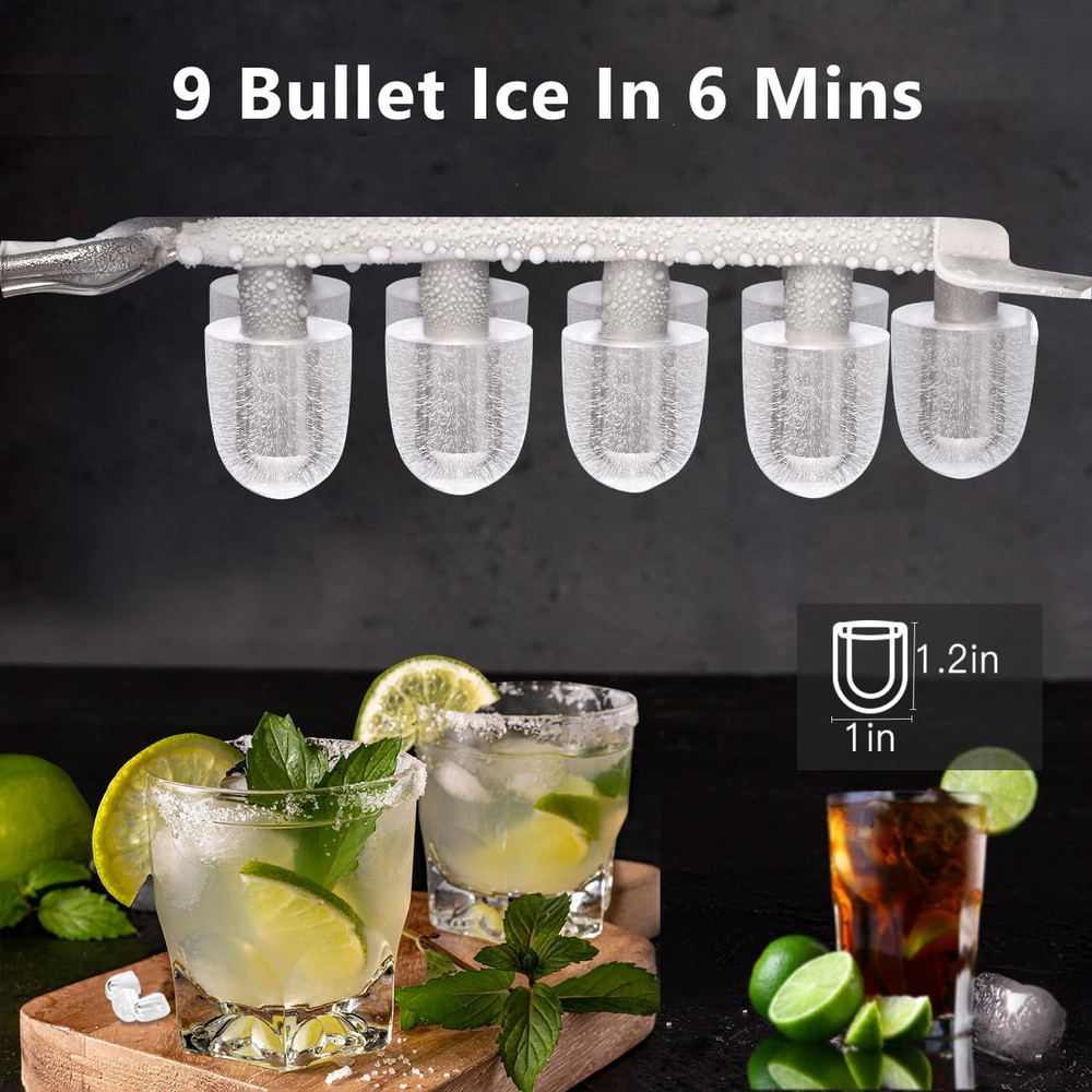 Countertop Ice Maker Machine, Portable Compact Small Bullet Ice Maker with Self