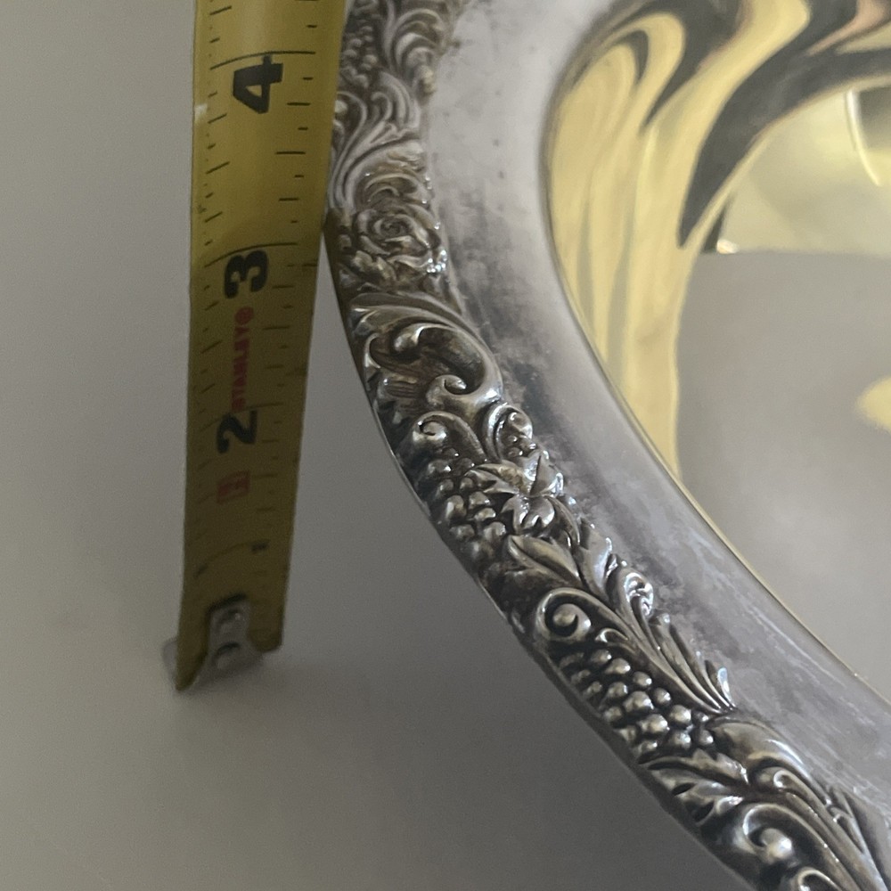 Vintage Webster Wilcox Silverplate Bowl Ornate Scroll Pattern 3 Footed 11”W