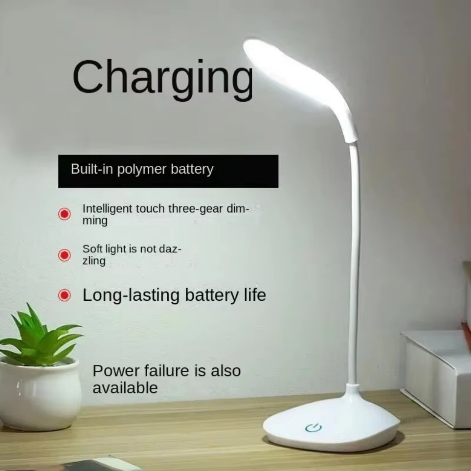USB LED Desk Light Dimmable Bedside Reading Lamp Rechargeable Touch Control -&#