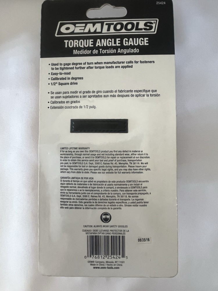 OEMTOOLS Torque Angle Meter 25424 1 Pc New