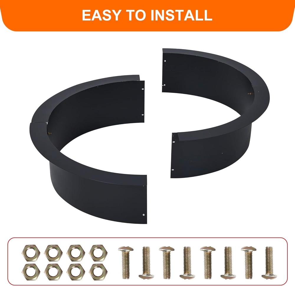 Fire Pit Ring Heavy Duty Metal Round Firepit Rim Insert for DIY Fire Pit Camping