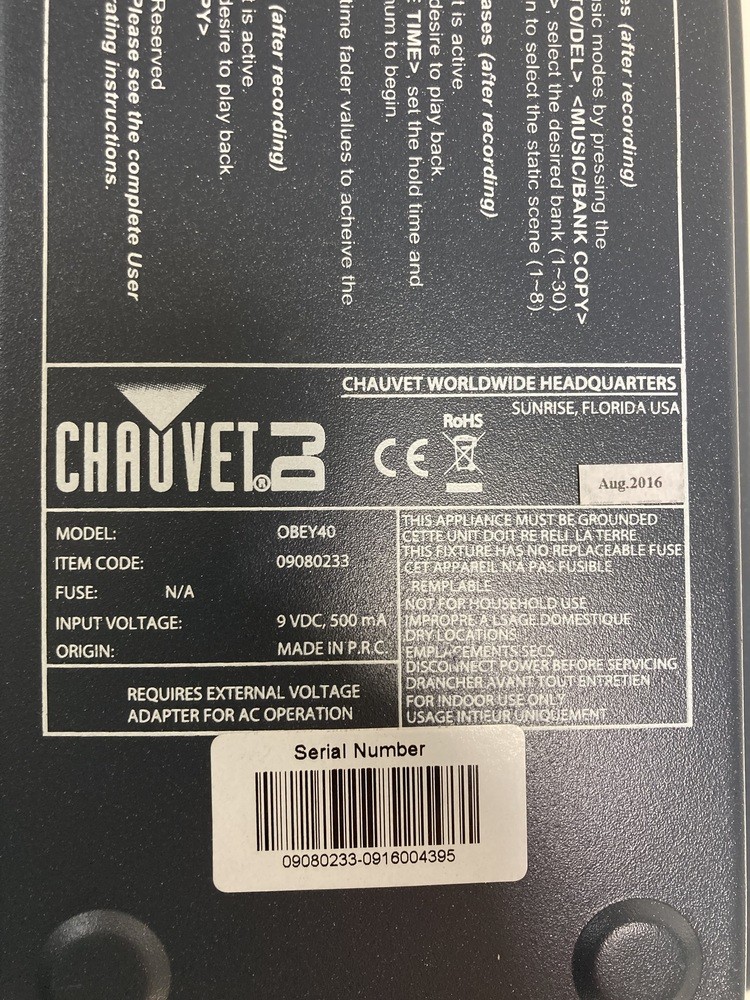 Chauvet DJ Obey 40 Universal Compact DMX Lighting Controller - Power Tested