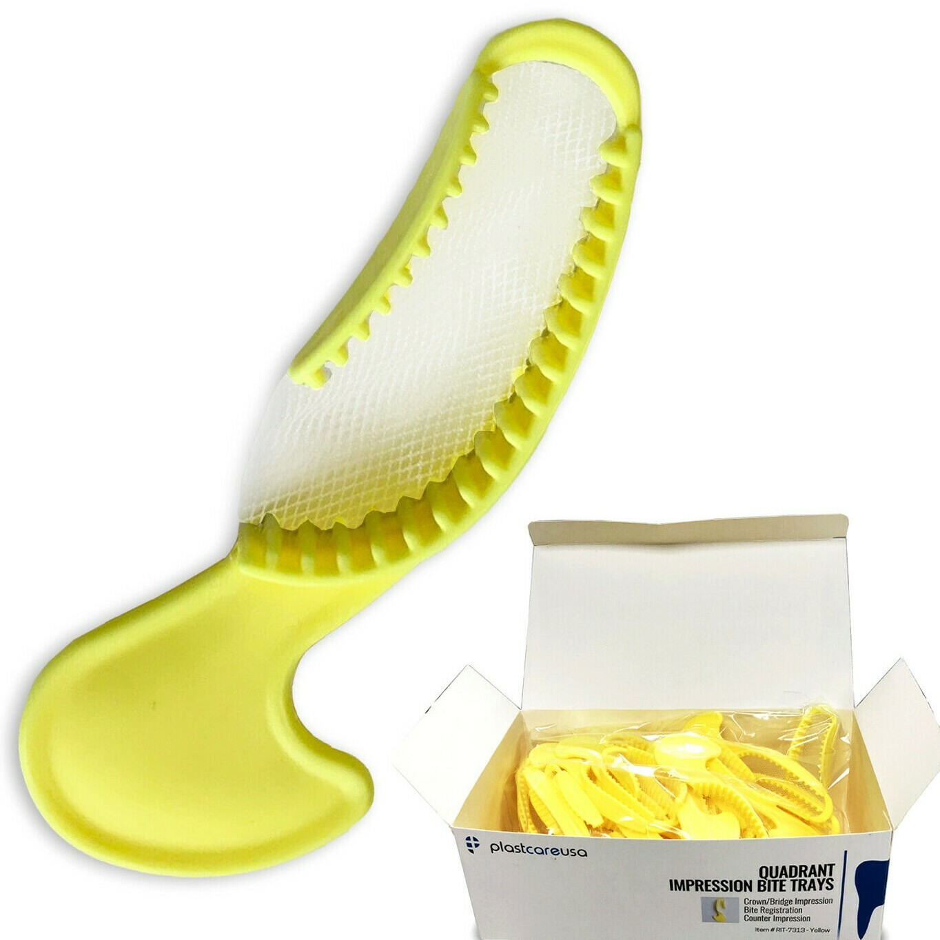 35 Dental Impression Bite Registration Triple Trays Molding, Quadrant, (Yellow)