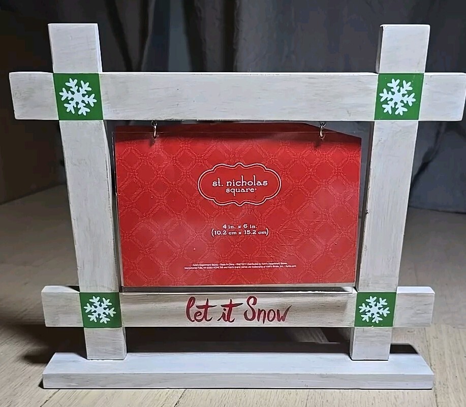 Kohls St. Nicholas square let it snow 4× 6 wooden picture frame Snowflake