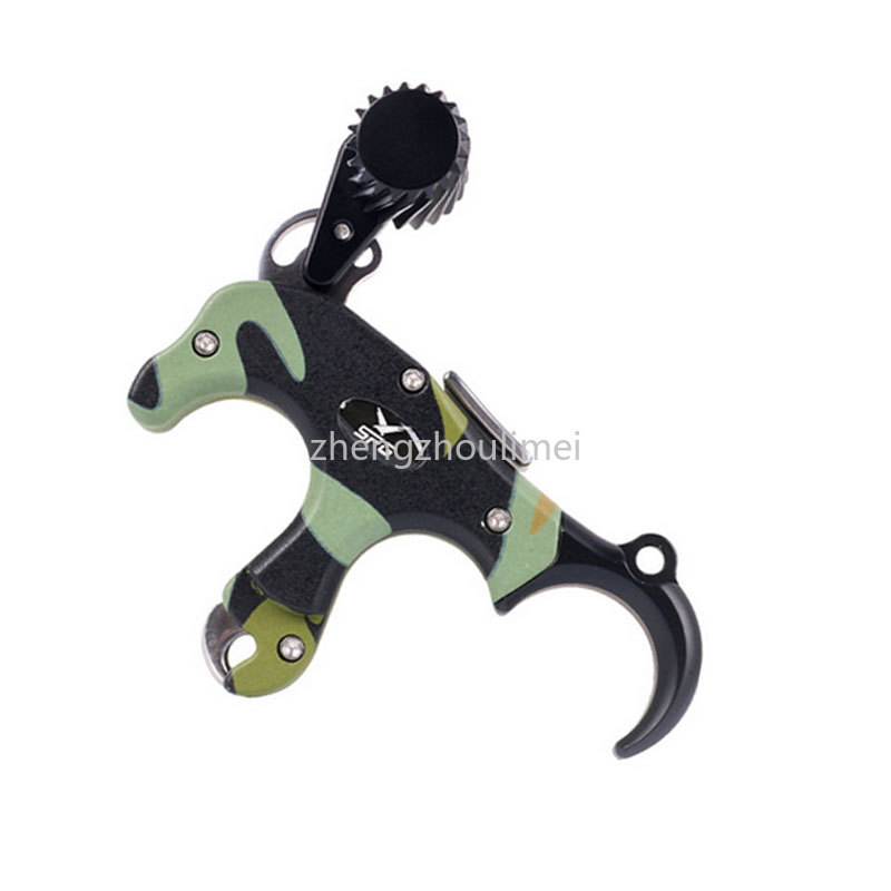 Adjustable 3 4 Finger Grip Archery Thumb Trigger Release compound Bow wrist rope
