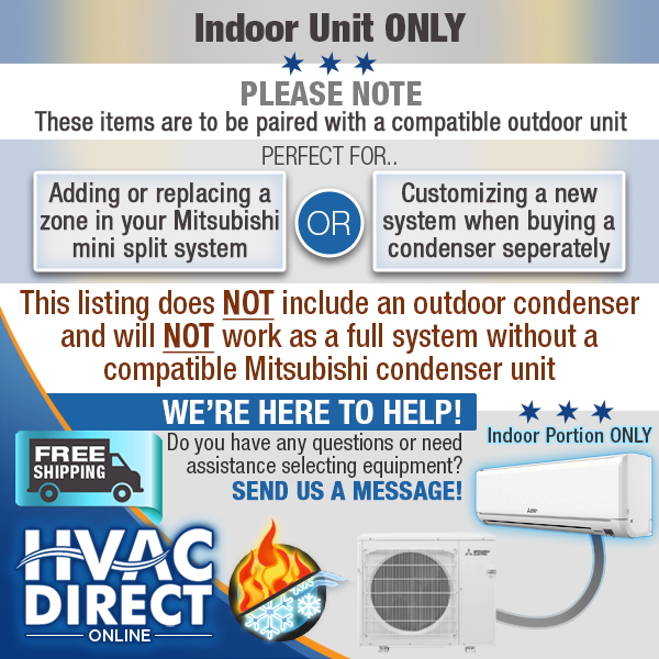 Mitsubishi 6-18K BTU Multi-Zone GL Wall Mount Air Handler + Optional Install Kit