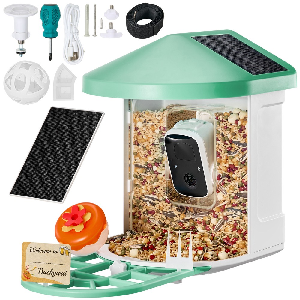 Smart Bird Feeder with Camera Solar Panel AI Identify Birds APP Wi-Fi