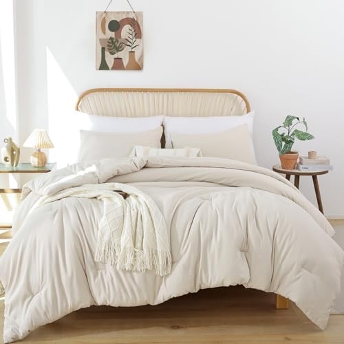 King Size Comforter Set 3pcs (1 Boho Comforter & King Comforter 104"x90" Beige