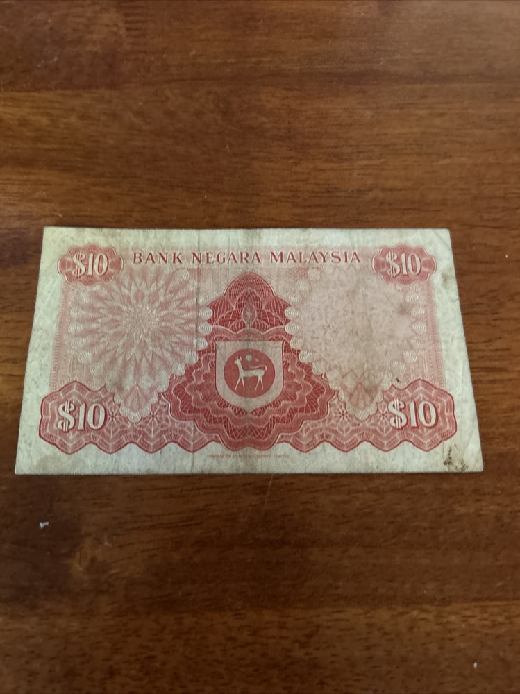 Malaysia 10 Ringgit, 1967, P 3, VF yellow spots