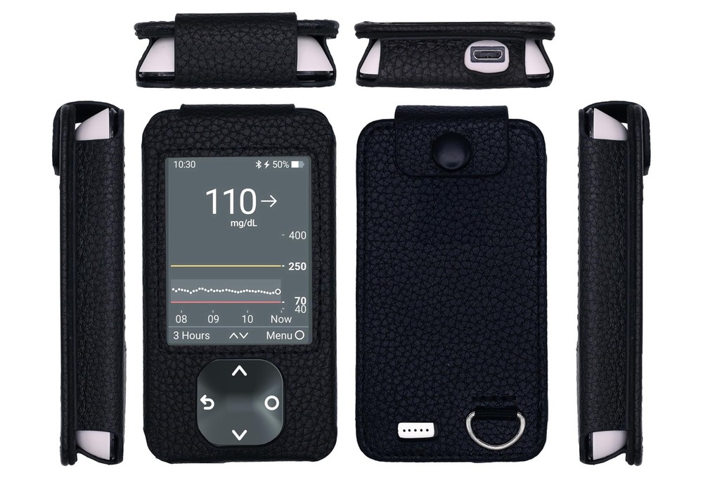 SNK Dexcom G7 / G6 Receiver Fitted Leather Case W/Screen Protector & Black