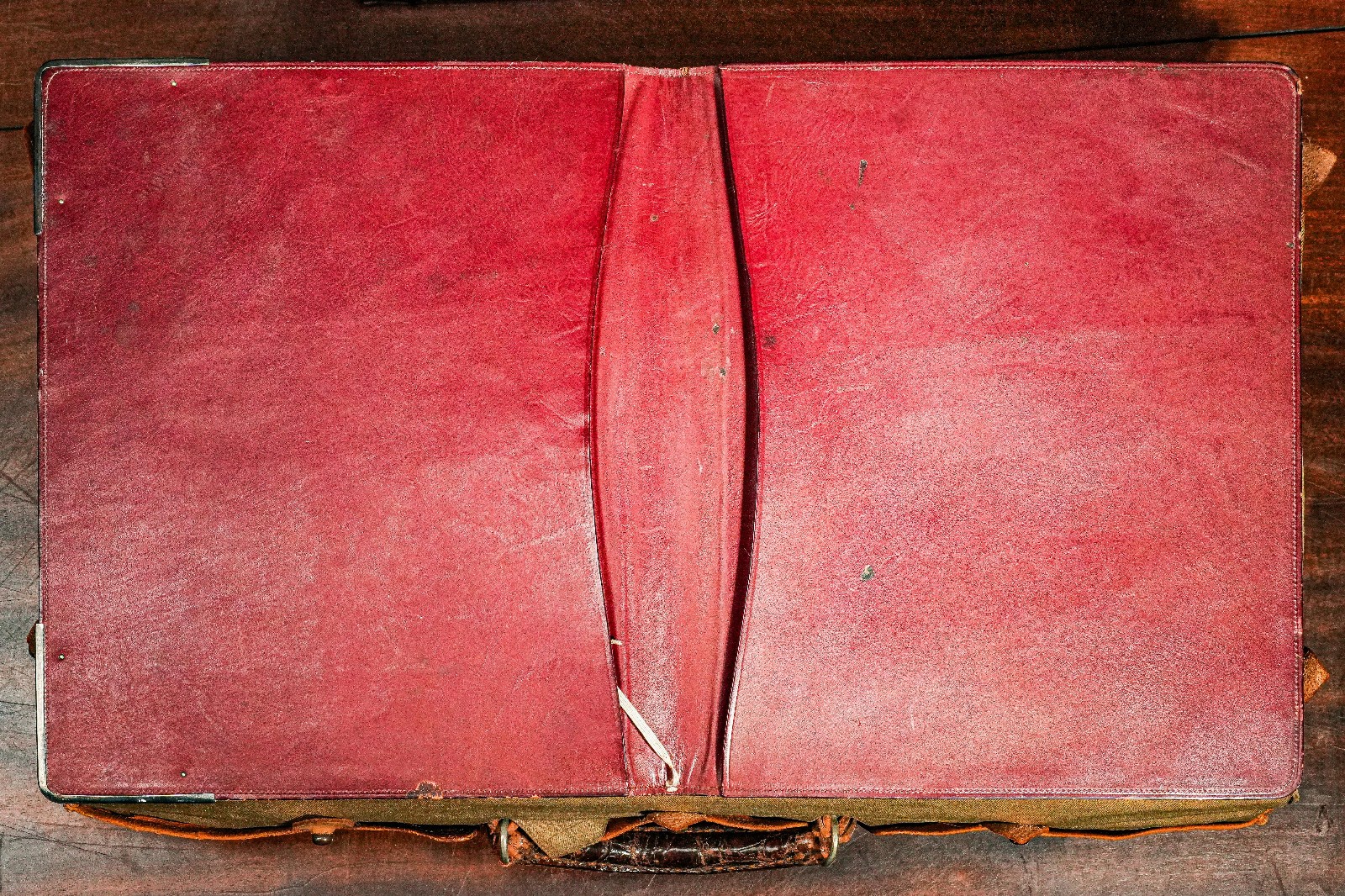 Handsome English Leather Document Desk Folio Folder Antique Sterling Silver