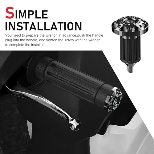 Motorcycle Bar End Plug, Metal Rustproof Handlebar Grip End Caps, 2 PCS Black