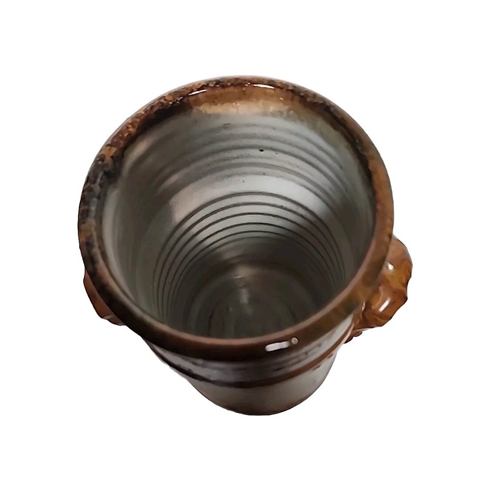 Signed Pottery Brown Glaze Vase 5.5"
