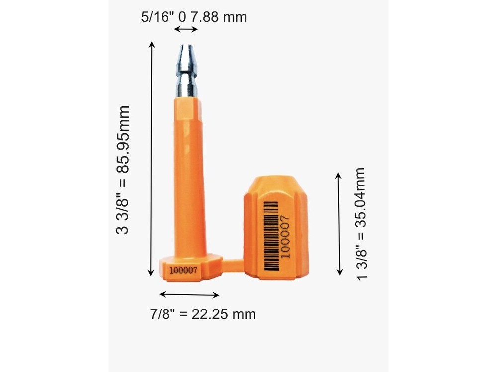 Security BOLT Seal for Cargo Containers, Orange Color, Numbered,10 pcs. BFSEALS
