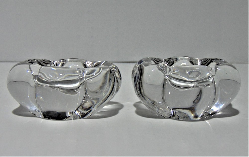 Two Clear Glass Oval Salt Cellars