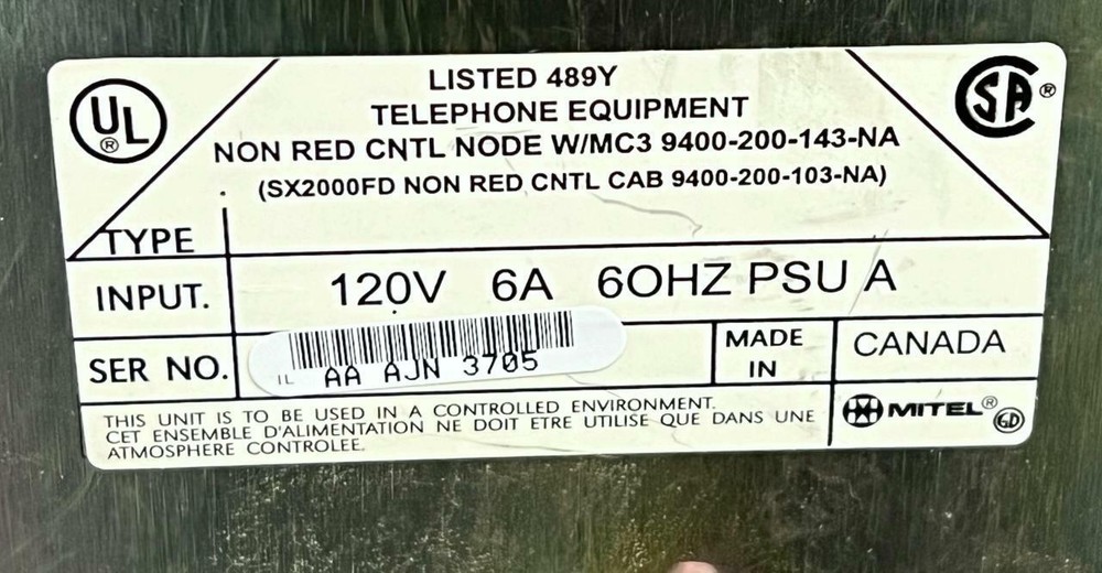 Mitel SX-2000 Light Peripheral Node 9400-200-143-NA