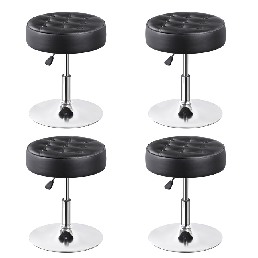4PCS Adjustable Round Ottoman Stool Vanity Stool PU Leather Swivel Makeup Stool