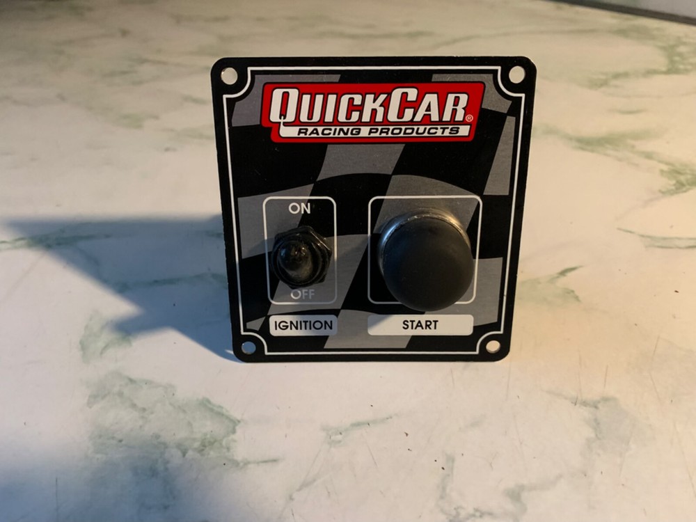 QuickCar Ignition Control Panel Starter Black 1 Toggle/ 1 Push Button Checkered