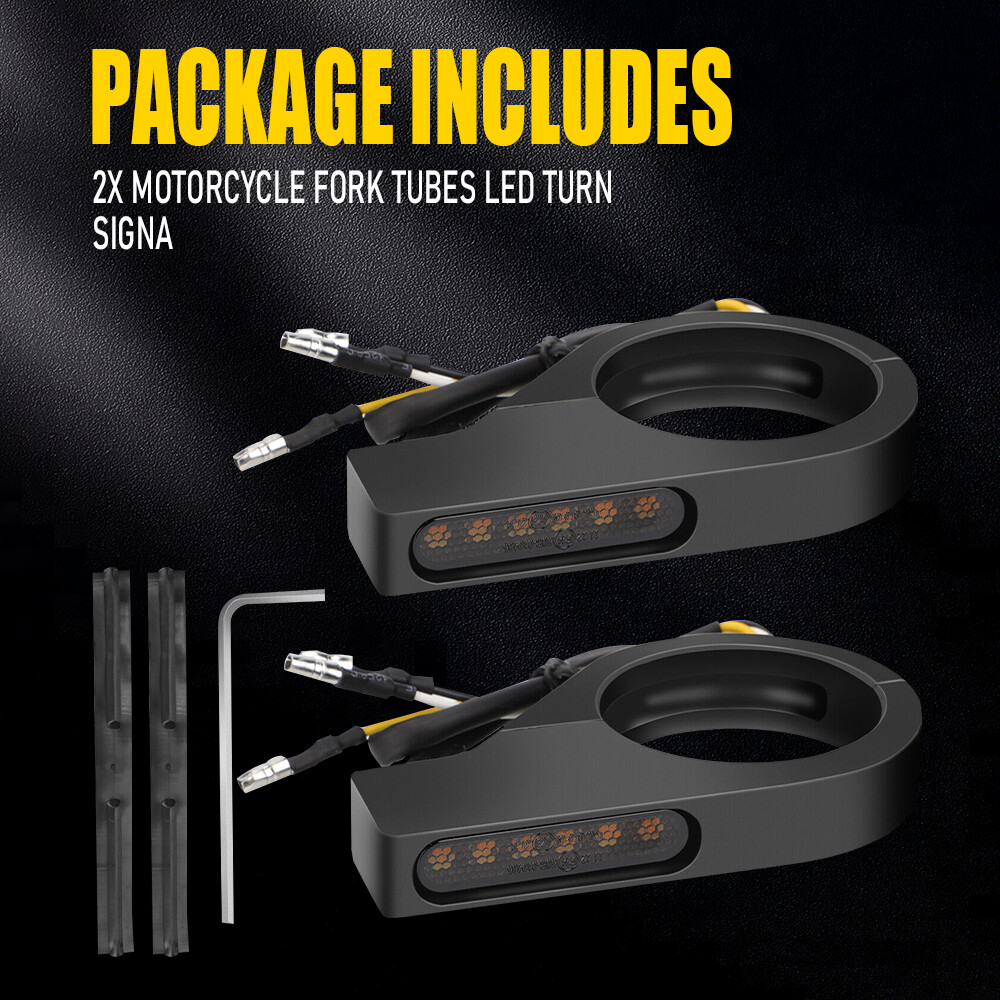 2X Front Motorcycle 39mm Fork White Amber LED DRL Turn Signal Light Indicator