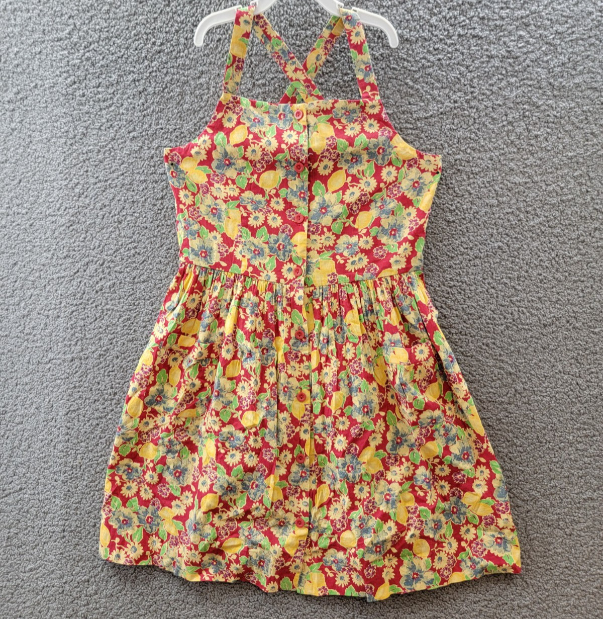 Polo Ralph Lauren Big Girls 16 Lemon-Floral Slub Dress Multicolor
