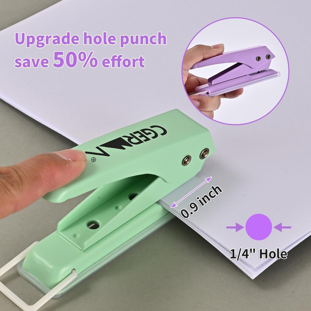 Single Hole Puncher, 3 Pack ， 1/4" Hole, 50% Assorted Colors 3 Pack, 3Pack