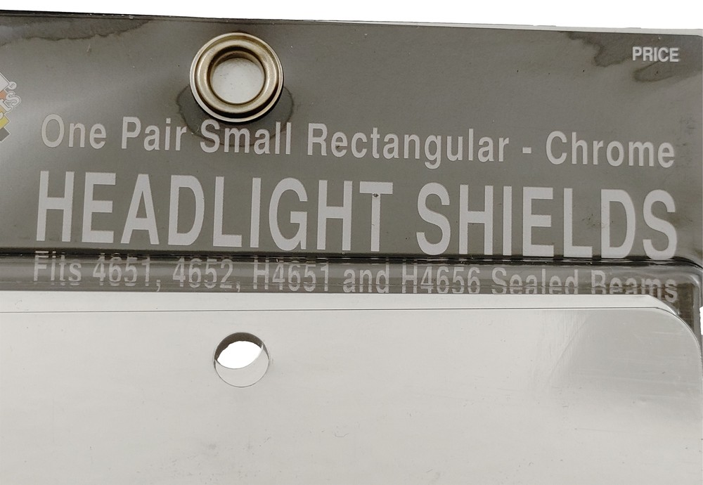 2 Lot Barjan 48-378 Small Rectangular Headlight Shields One Pair - Chrome