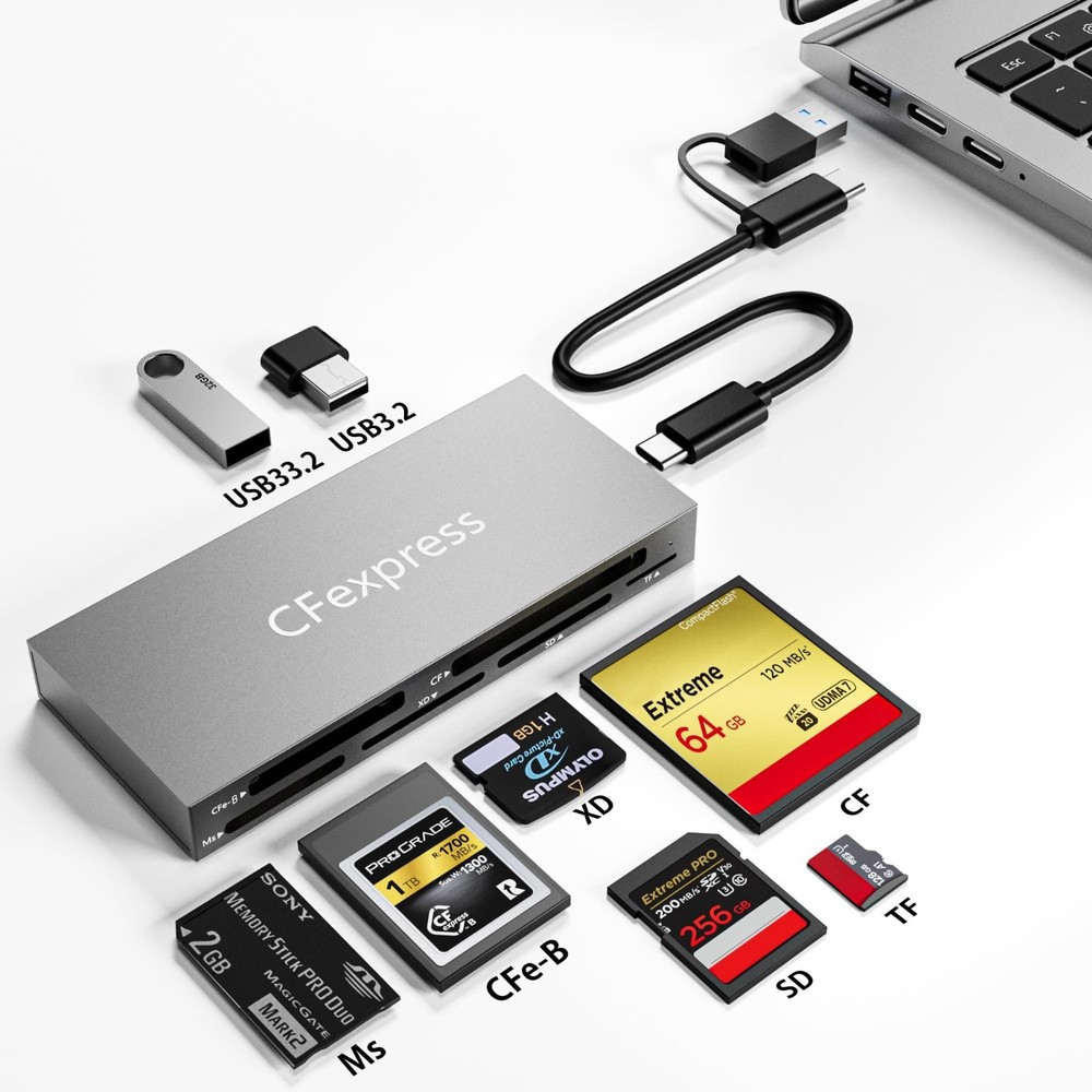 8-in-1 CFexpress Type B Card Reader Hub, USB 3.2 Gen 2, Multi-Format Support, 10