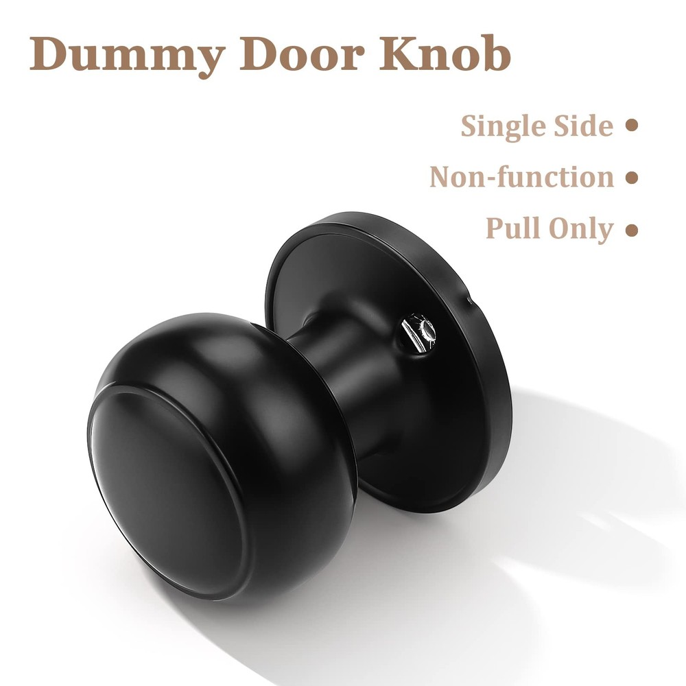 Probrico (8 Pack Classic Closet Door Knobs Dummy Knob, 8, Black