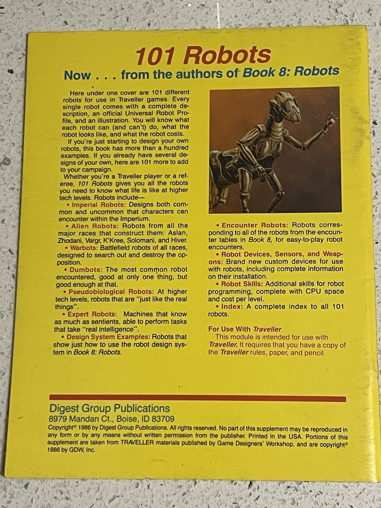 Digest Group Publications Traveller RPG 101 Robots VG