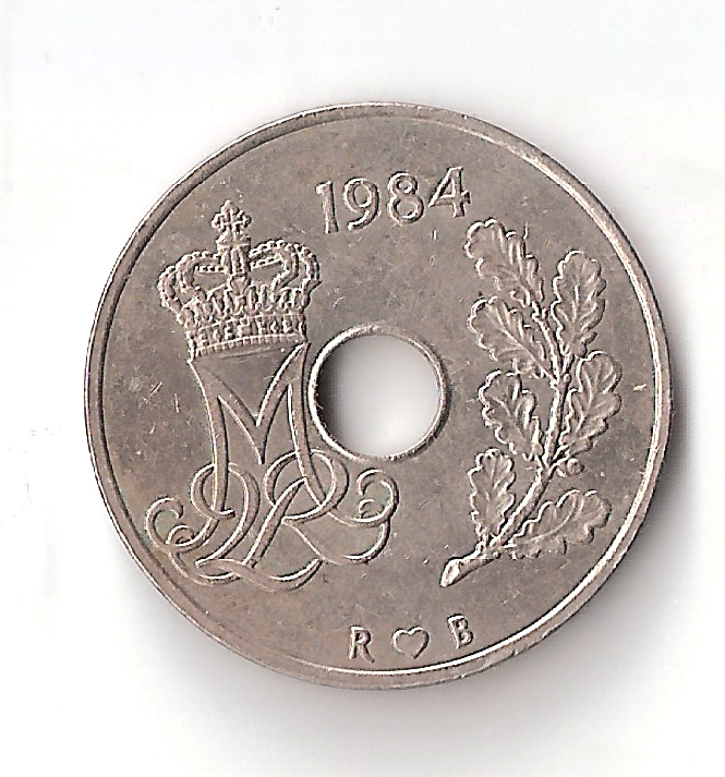 1984 Denmark 25 Ore Coin Danmark